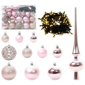 vidaXL Weihnachtskugel-Set 61 stk. 150 LEDs Warmes Wei&szlig; &Oslash; 6 cm