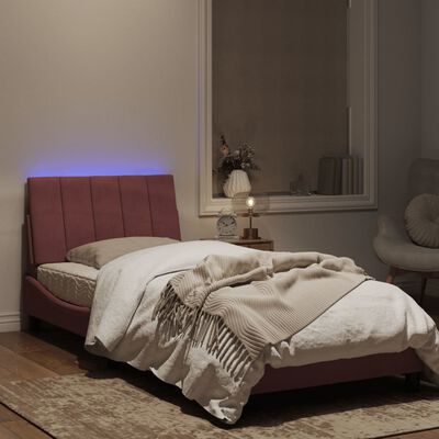 vidaXL Bettgestell mit LED-Leuchten Rosa 80x200 cm Samt