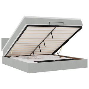 vidaXL Ottoman-Bett mit Matratze & LEDs Hellgrau 160x200 cm Samt