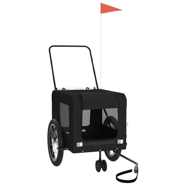 vidaXL Fahrradanh&auml;nger Hunde Schwarz Oxford-Gewebe und Eisen