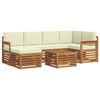 vidaXL Outdoor-Sofagarnitur 7 stk. Natur und Creme Polyester