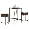 vidaXL 3-tlg. Gartenbar-Set mit Kissen Braun Poly Rattan
