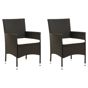 vidaXL Gartenst&uuml;hle mit Kissen 2 Stk. Poly Rattan Schwarz