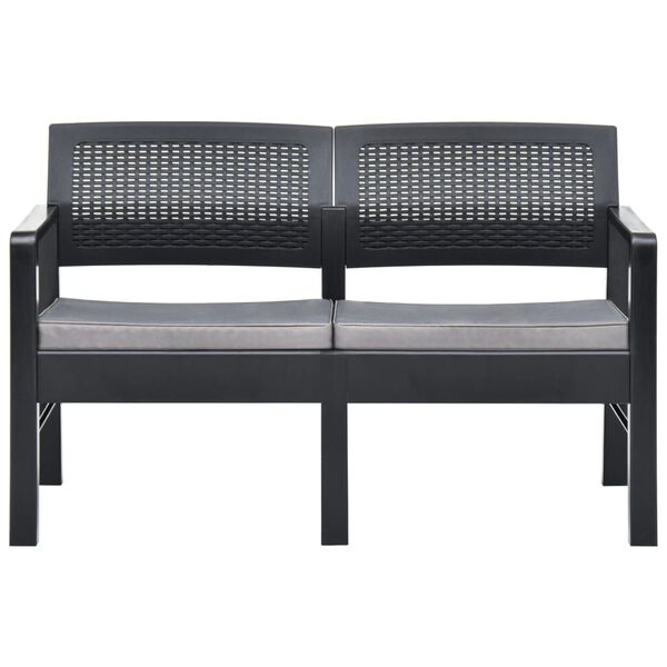 vidaXL Garten-Lounge-Set mit Auflagen 4-tlg. Kunststoff Anthrazit