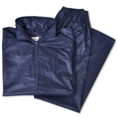 Blaue Regenbekleidung für Männer 2-teilig mit Kapuze Größe M