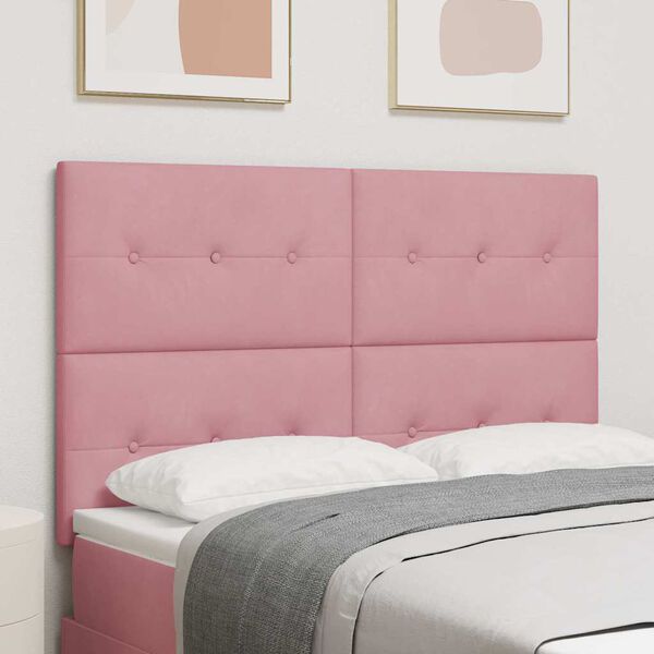 vidaXL LED Kopfteil mit LED-Lichtleisten Rosa 144 cm Polyester
