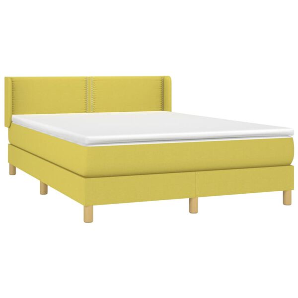 vidaXL Boxspringbett mit Matratze Gr&uuml;n 140x200 cm Stoff