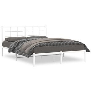 vidaXL Bettgestell mit Kopfteil Metall Wei&szlig; 160x200 cm