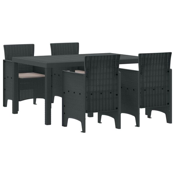 vidaXL Garten Essgruppe 5 pcs Anthrazit Polt Rattan