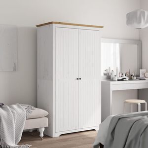 vidaXL Kleiderschrank BODO Wei&szlig; und Braun 99x53,5x173 cm Kiefernholz