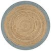 vidaXL Teppich Handgefertigt Jute mit Olivgr&uuml;nem Rand 90 cm