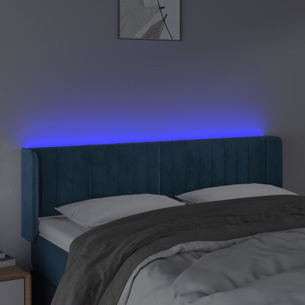vidaXL LED Kopfteil Dunkelblau 147x16x78/88 cm Samt