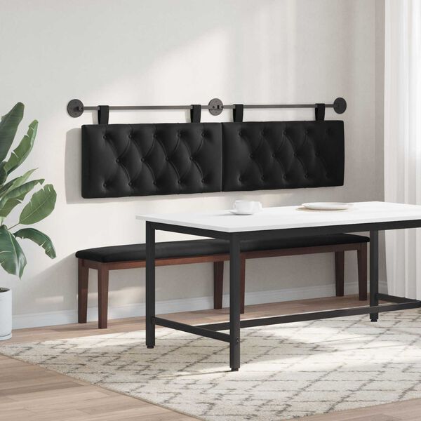 vidaXL H&auml;ngevorderseite Wandmontiert Schwarz 170 x 55 x 7 cm Samt