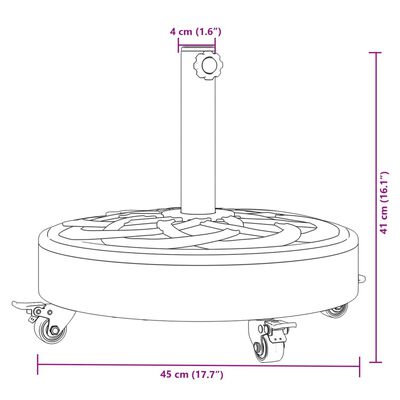 vidaXL Sonnenschirmständer mit Rollen für Ø38/48 mm Mast 27 kg Rund