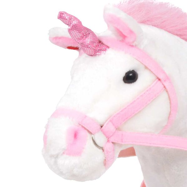 vidaXL Pl&uuml;schtier Einhorn Stehend Pl&uuml;sch Wei&szlig; und Rosa XXL