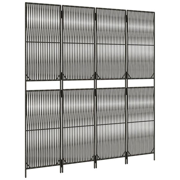 vidaXL Paravent 4-tlg. Grau Poly Rattan