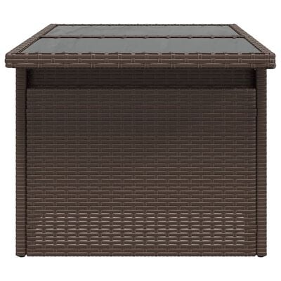 vidaXL Gartentisch mit Glasplatte Braun 100x55x73 cm Poly Rattan