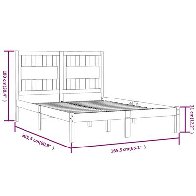 vidaXL Massivholzbett Schwarz Kiefer 160x200 cm