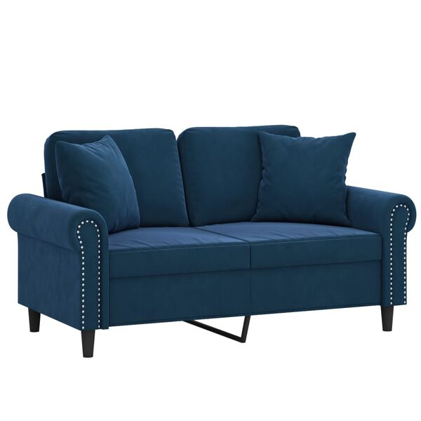 vidaXL 2-Sitzer-Sofa mit Kissen Blau 120 cm Samt