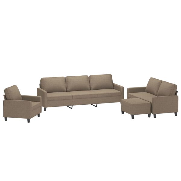 vidaXL 4-tlg. Sofagarnitur mit Kissen Taupe Stoff