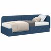 vidaXL Eckbettgestell mit Matratze mit Kopfteil Blau 80 x 200 cm Stoff