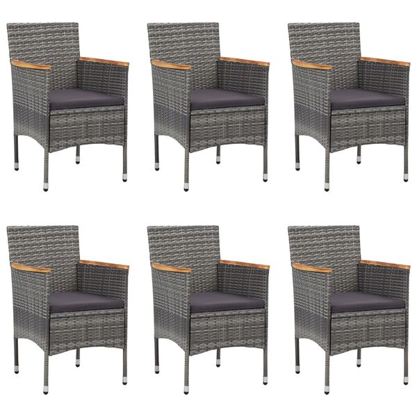 vidaXL 7-tlg. Garten-Essgruppe Poly Rattan Grau