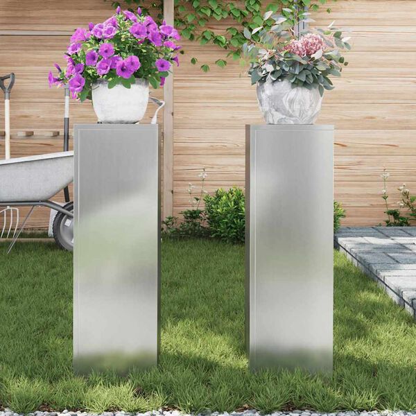 vidaXL Pflanzenständer 2 pcs Silber 24 x 24 x 75 cm Verzinkter Stahl