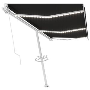 vidaXL Manuelle Markise mit Solar-LED 6 x 3 m Anthrazit 100% Polyester