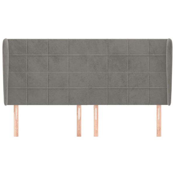 vidaXL Kopfteil mit Ohren Hellgrau 203x23x118/128 cm Samt