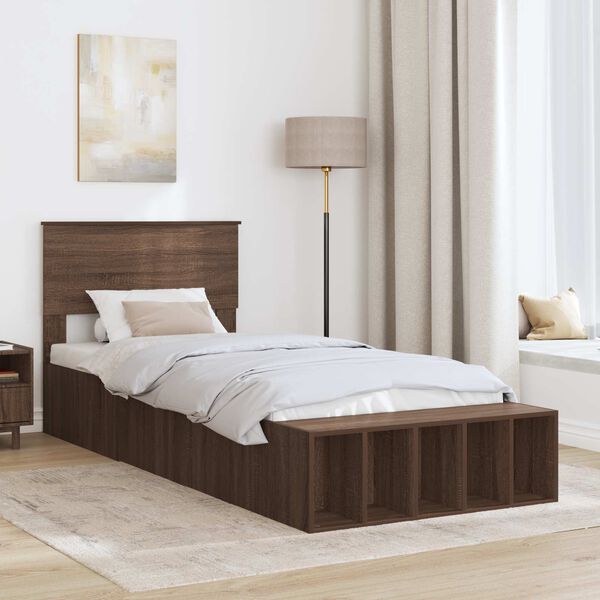 vidaXL Bettrahmen Braun Eichen-Optik 100 x 200 cm Holzwerkstoff