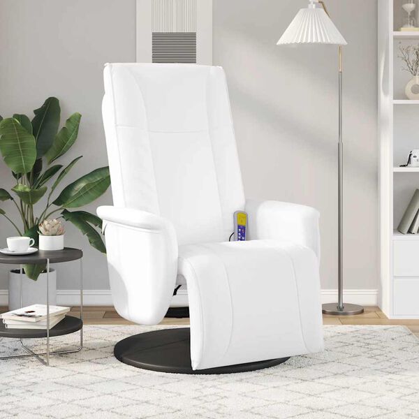 vidaXL Massagesessel mit Fu&szlig;teil Wei&szlig; Kunstleder