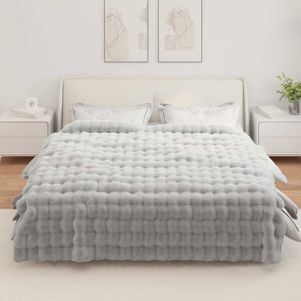 vidaXL Kunstfell Kaninchenfell Decke Grau 240 x 270 cm Polyester