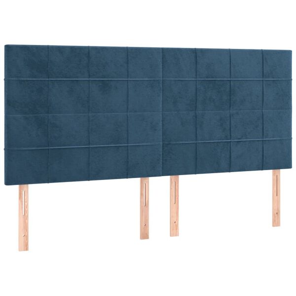 vidaXL LED Kopfteil Dunkelblau 180x5x118/128 cm Samt