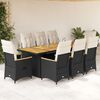 vidaXL 9-tlg. Garten-Bistro-Set mit Kissen Schwarz Poly Rattan