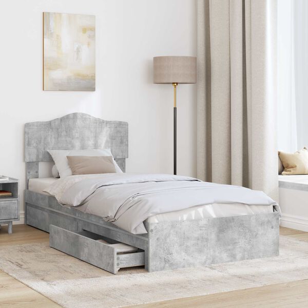 vidaXL Aufbewahrungsbett Beton Grau 70 x 190 cm Holzwerkstoff