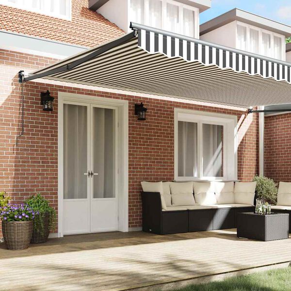 vidaXL Markise Einziehbar Anthrazit und Wei&szlig; 5x3 m Stoff und Aluminium