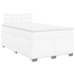 vidaXL Boxspringbett mit Matratze Wei&szlig; 120x190 cm Kunstleder