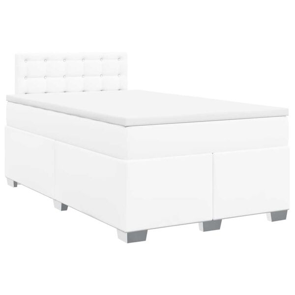vidaXL Boxspringbett mit Matratze Wei&szlig; 120x190 cm Kunstleder