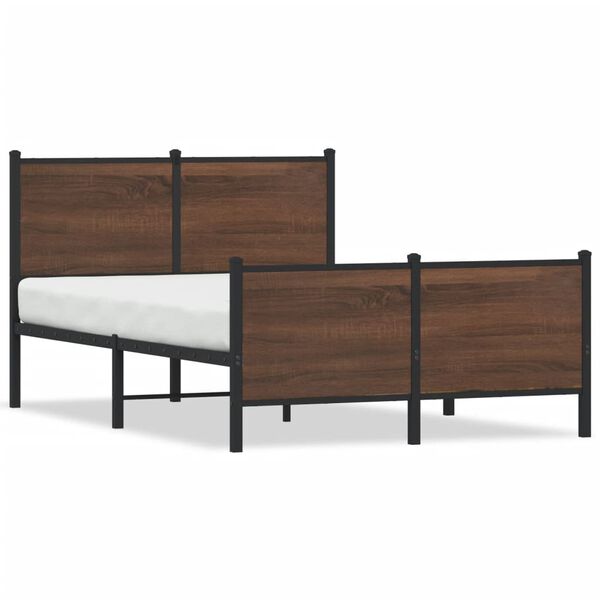 vidaXL Metallbett ohne Matratze Braun Eichen-Optik 120x190 cm