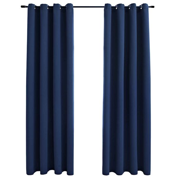 vidaXL Verdunkelungsvorh&auml;nge mit Metall&ouml;sen 2 Stk. Blau 140x245cm