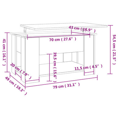 vidaXL Couchtisch Hochglanz-Weiß 79x49x41 cm Holzwerkstoff