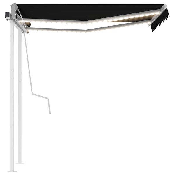 vidaXL Markise Manuell Einziehbar mit LED 3,5x2,5 m Anthrazit