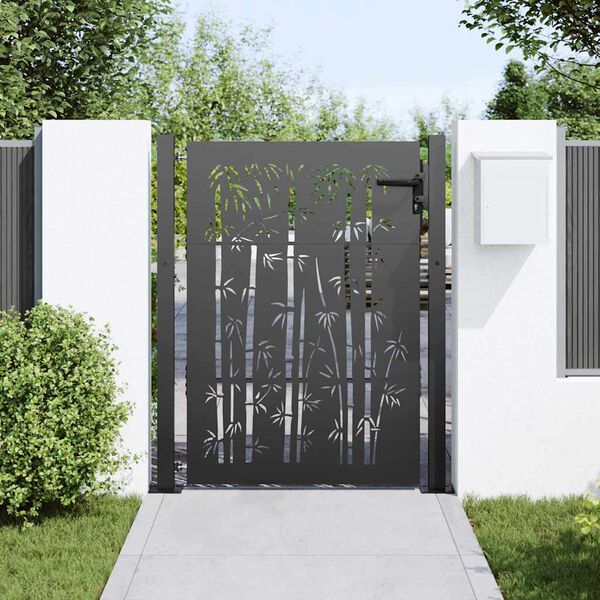 vidaXL Gartentor Schwarz 85 x 155 cm Pulverbeschichteter Stahl