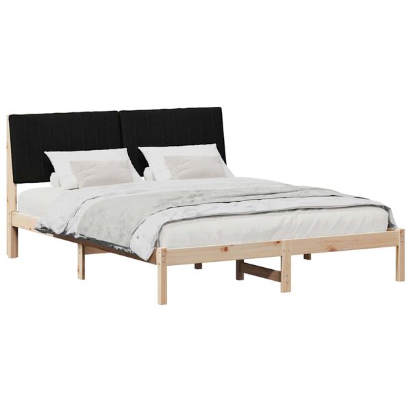 vidaXL Bettrahmen mit Kopfteil Braun 150 x 200 cm Massives Kiefernholz