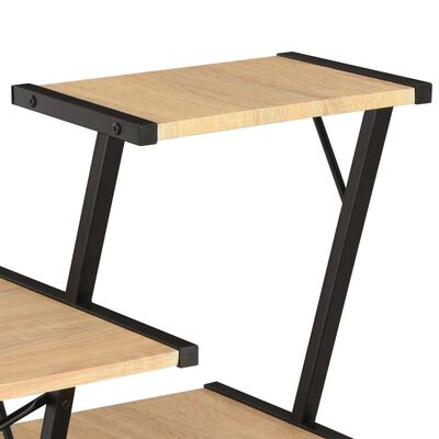 vidaXL Schreibtisch mit Regal Schwarz und Eiche 116×50×93 cm