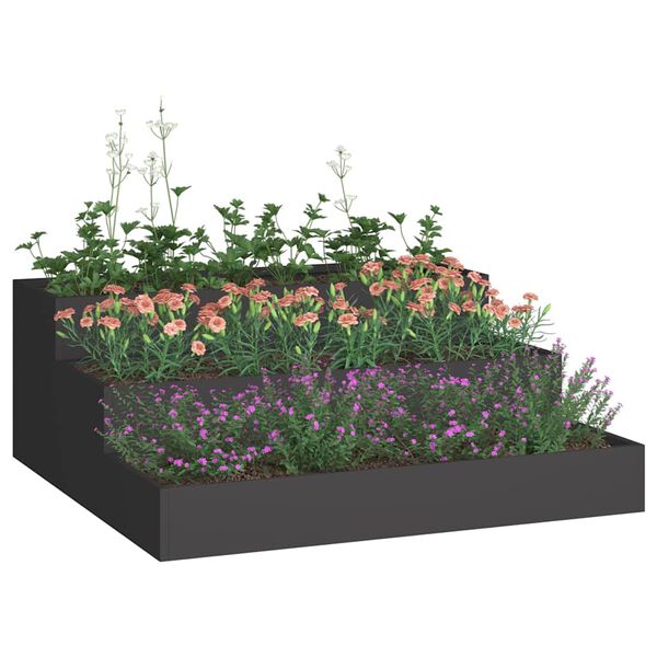 vidaXL Garten-Pflanzgef&auml;&szlig; Schwarz 90 x 90 x 35 cm Kaltgewalzter Stahl
