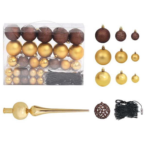 vidaXL K&uuml;nstlicher Weihnachtsbaum mit Beleuchtung & Kugeln 90 cm Gr&uuml;n