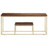 vidaXL Couchtisch Golden Edelstahl und Massive Holzschwellen