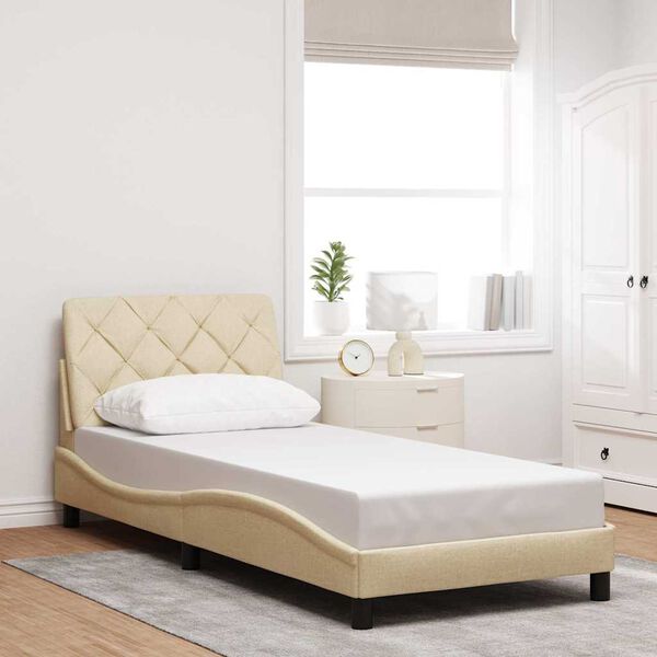 vidaXL Bettgestell ohne Matratze Creme 90x200 cm Stoff