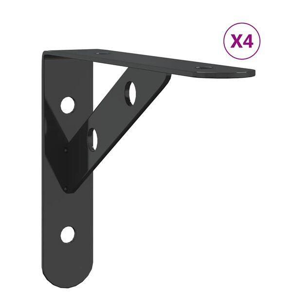 vidaXL Regaltr&auml;ger 4 Stk. 15x2,5x11,5 cm Schwarz Edelstahl